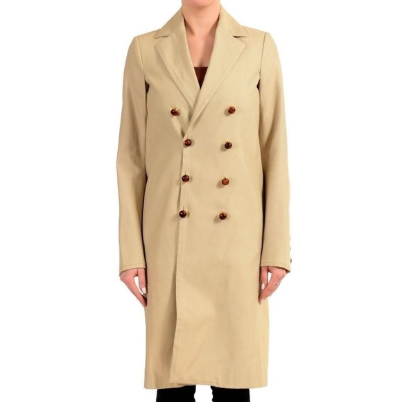 Dsquared2 Silk Brown Double Breasted Basic Coat